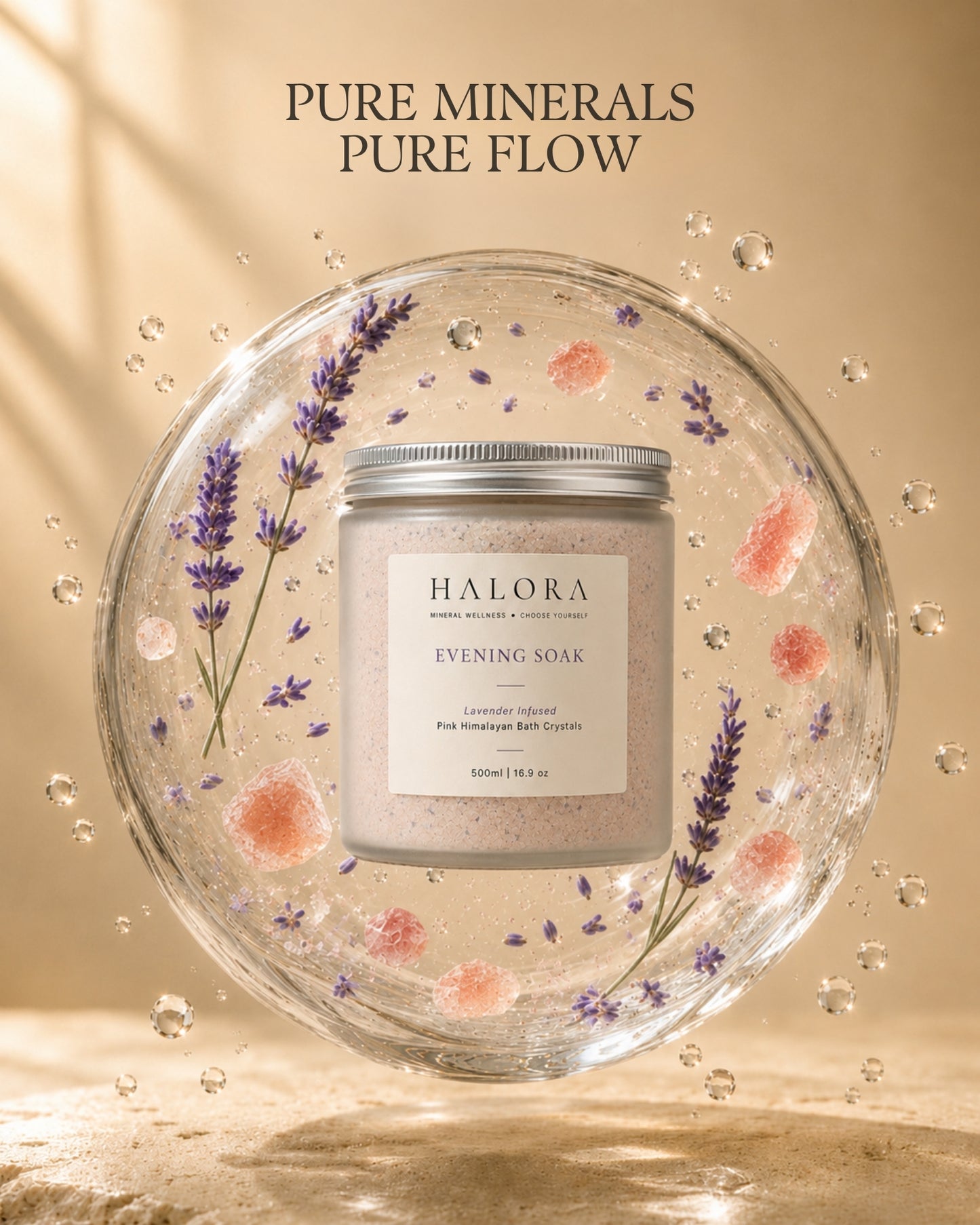 Halora Evening Soak Lavender Bath Crystals lifestyle 01
