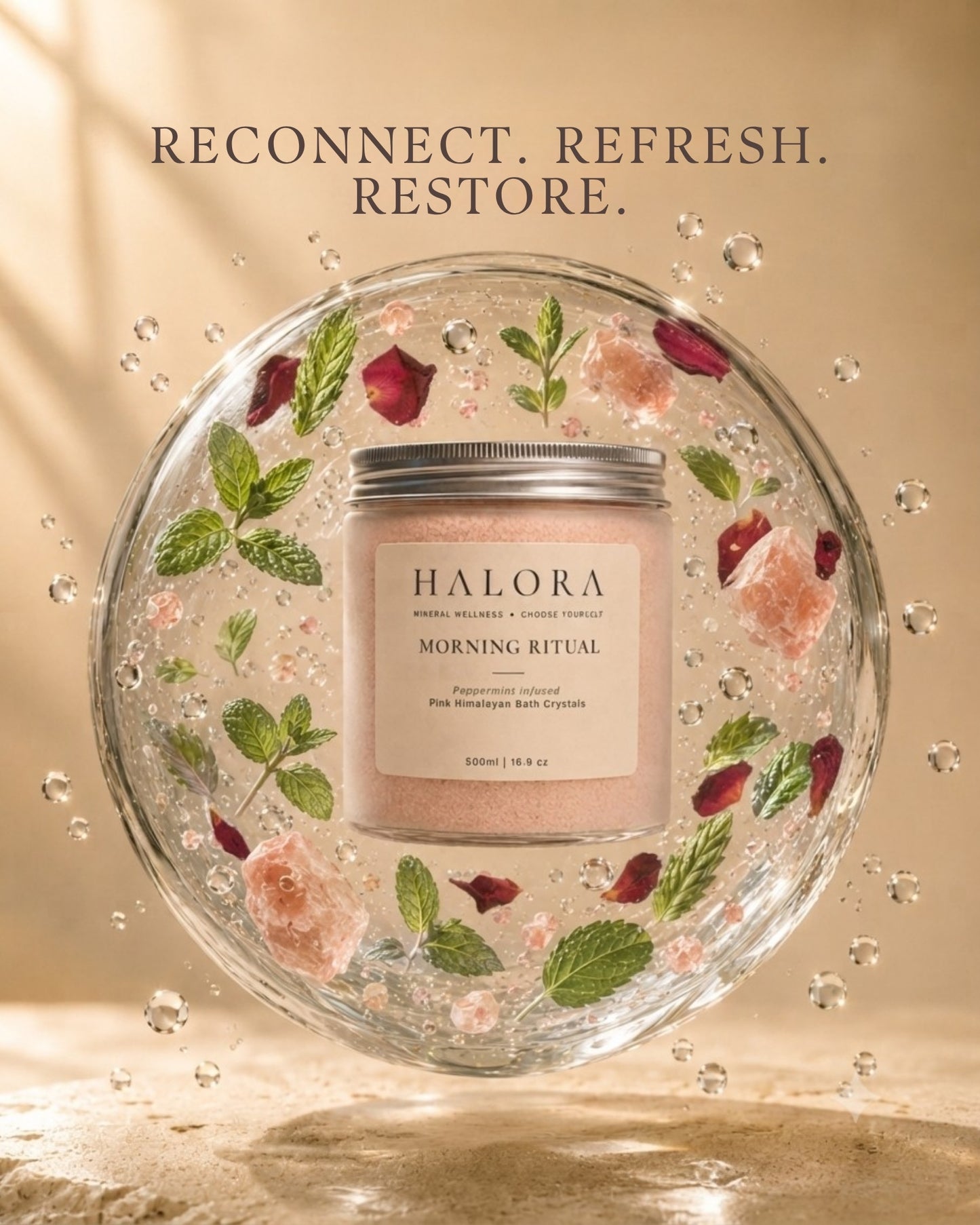 Morning Ritual Peppermint Bath Crystals lifestyle 01