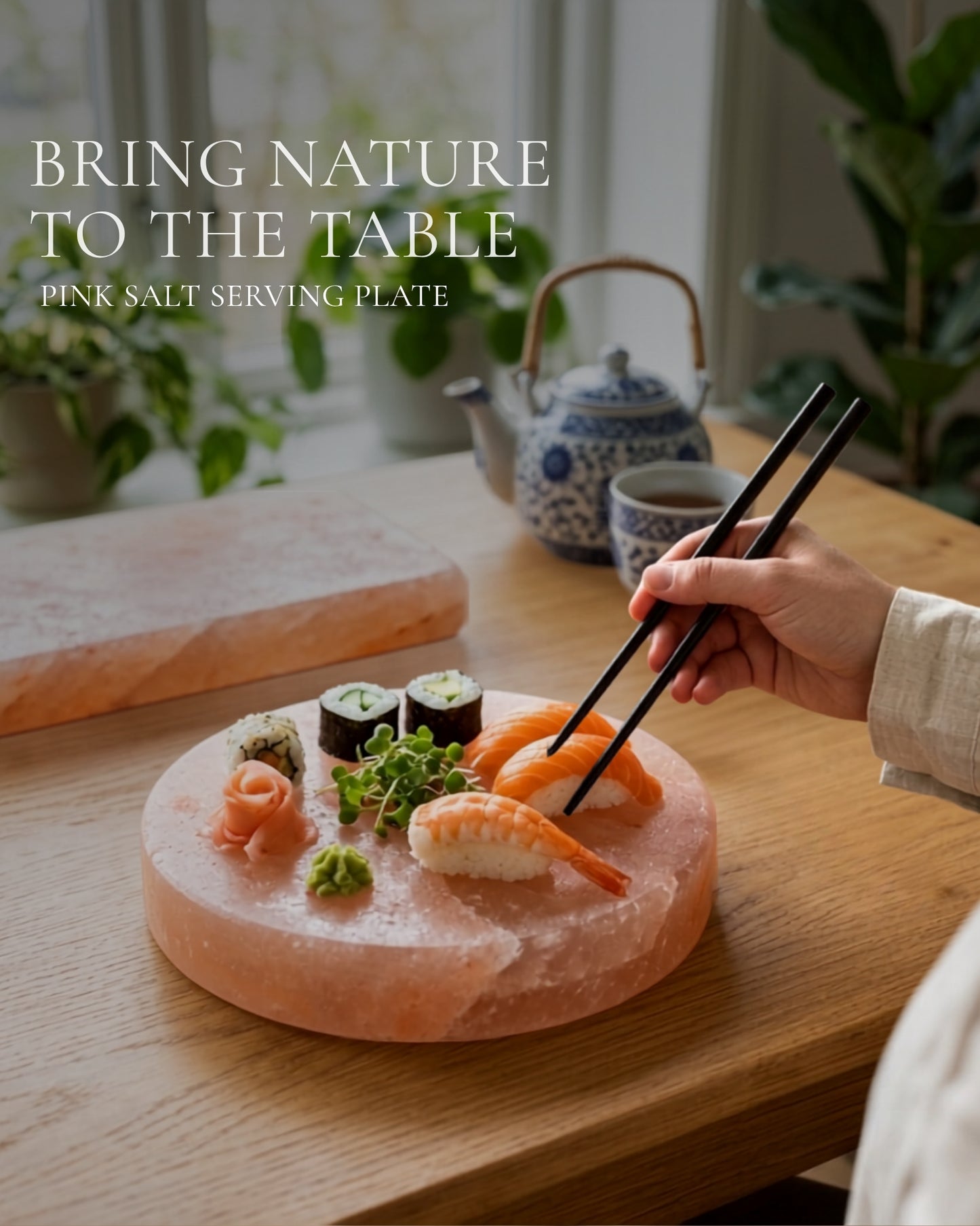 Pink Salt Serving Plate Round lifestyle 01