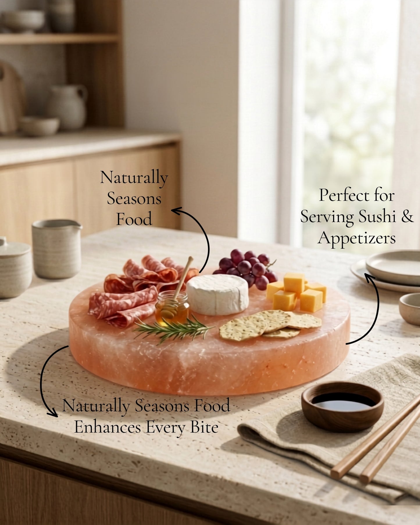Pink Salt Serving Plate Round lifestyle 02